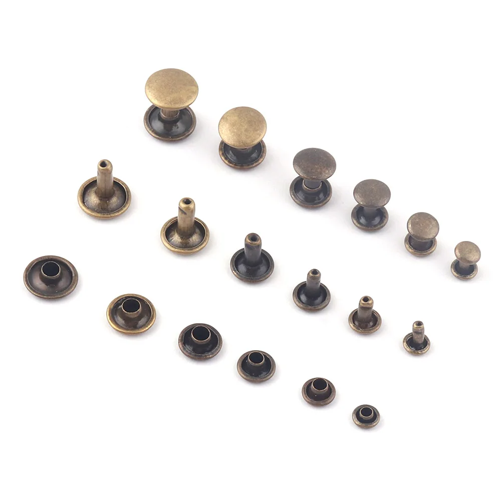 Bronze Double Cap Metal Button Round Rivet Rivet Studs for Purse Bags Handbags Shoes Jeans Belts Webbing Leather Craft DIY