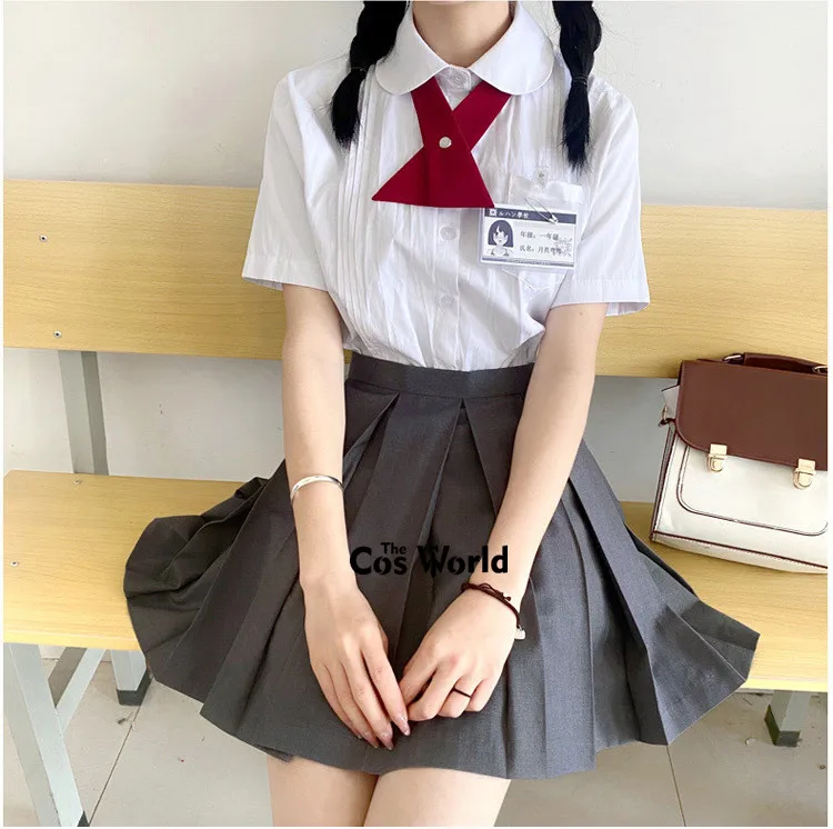 Japanese Girl's Summer High Waist Pleated Plaid Skirts For JK School Uniform Students Cloths