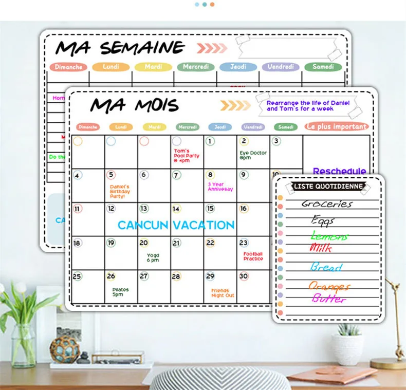 Magnetic Monthly Weekly Planner Calendar Table Dry Erase Calendar Whiteboard Schedules Fridge Sticker Message Board 420x300mm