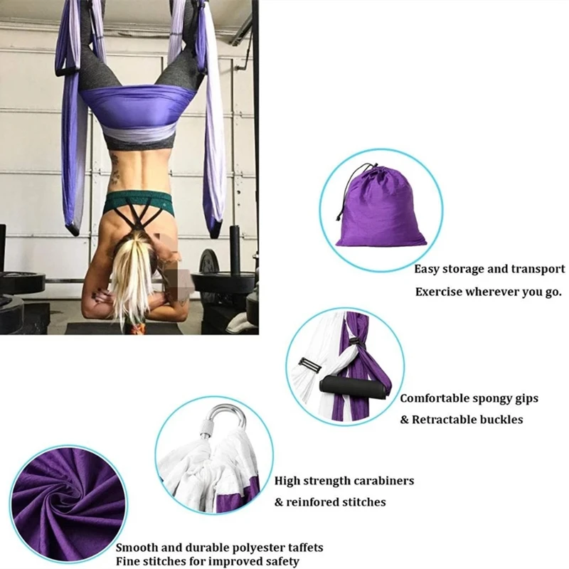 2.5*1.45M 6 Handles Aerial Swing Ultra Strong Anti-gravity Yoga Hammock Sling Home Gym Pilates Inversion Exercises Device