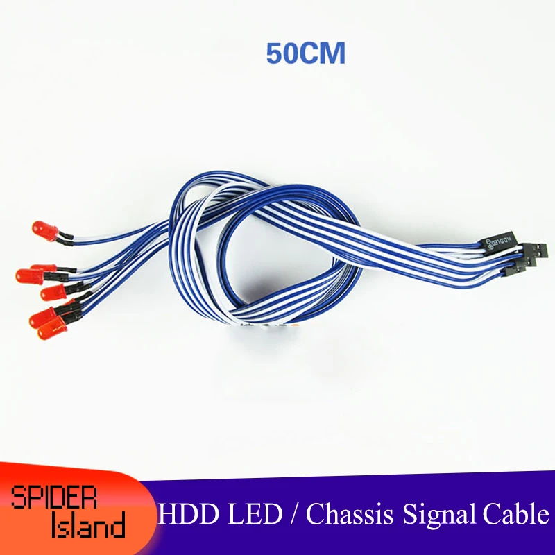 

Desktop DIY HDD Signal LED Lamp 50cm White/Blue Cable HDD LED Chassis LED Red Light Cable