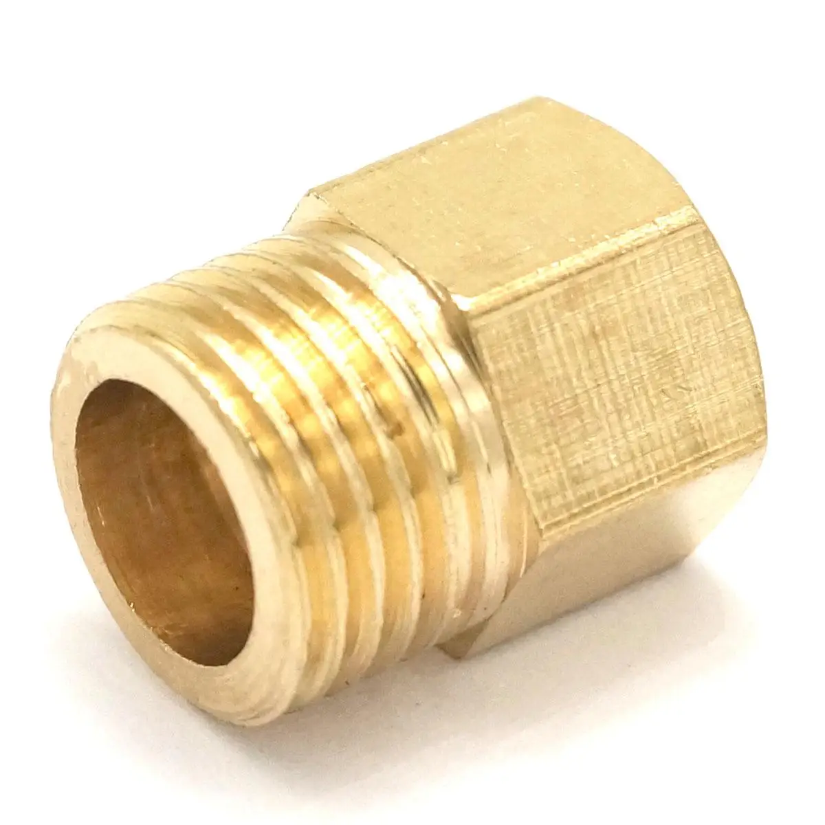 

LOT2 Brass Reducer Hex Head M8x1mm Female to 1/4" BSP Male Thread Reducing Bush Adapter Fitting for Pressure Gauge