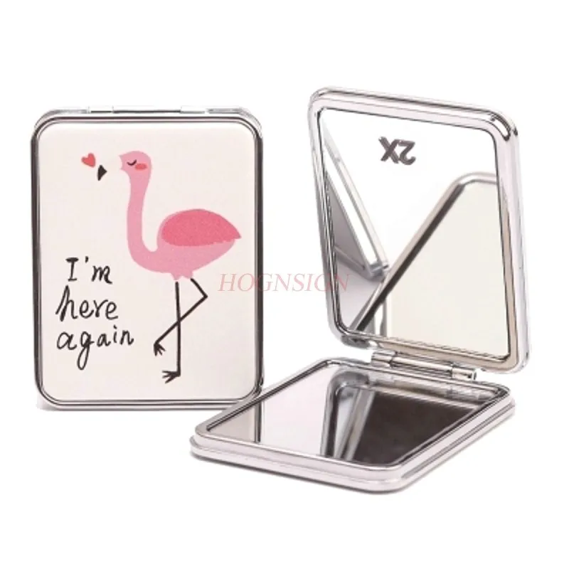 Small Mirror Cartoon Leather Mirror Cute Folding Double-sided Small Round Mirror Ladies Carry-on Makeup Mirror Sale