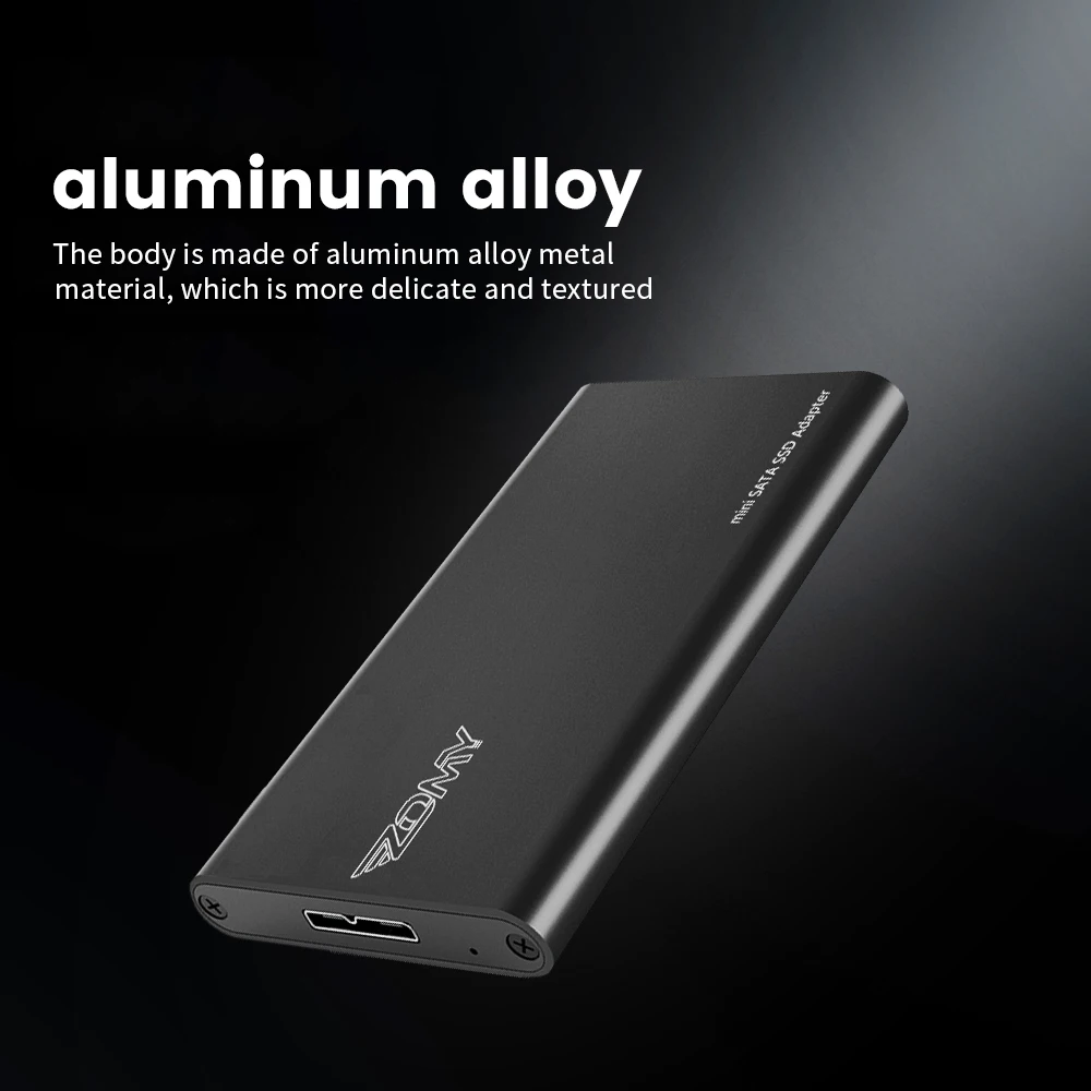 ZOMY mSATA To USB3.0 Solid State Drives External SSD Case Portable Enclosure Micro Interface ForLaptop Black Blue Shell for 2280