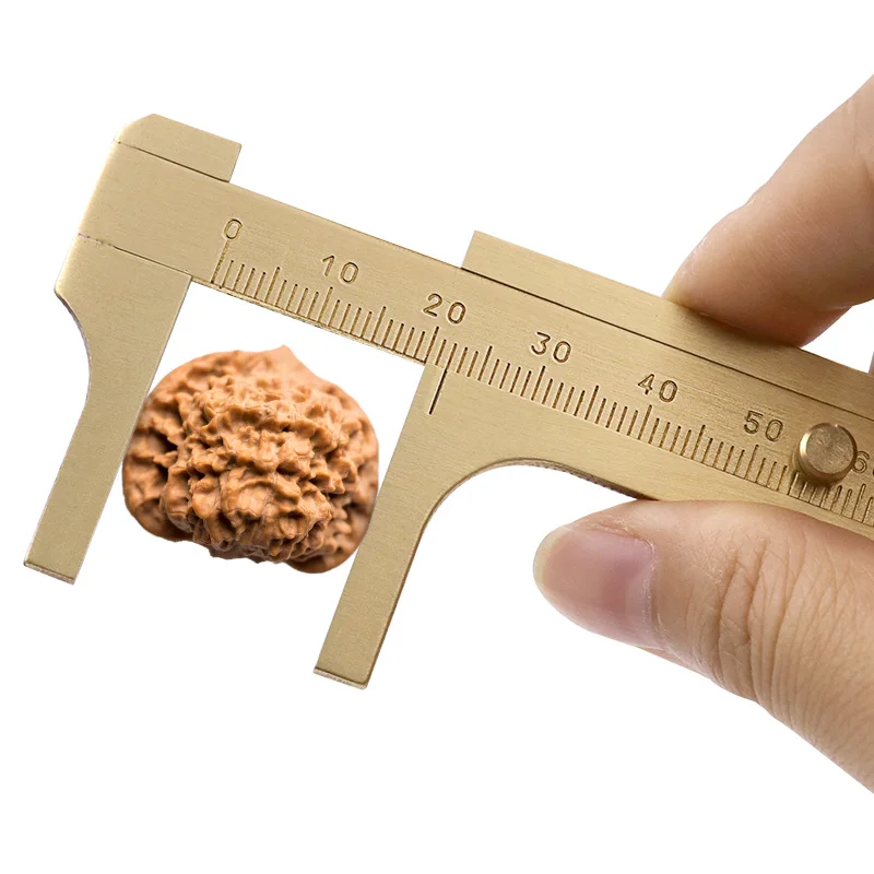 0-120mm Mini Brass Caliper Pure Copper Vernier Double Single Scale Measuring Ruler Retro Portable