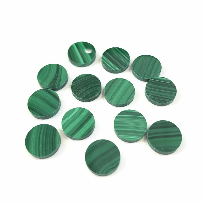 Original10mm Flat Round Cabochon Natural Malachite Onyx Gemstone Beads Circle Disc Jewelry Making Semi Precious Gemstone Beads