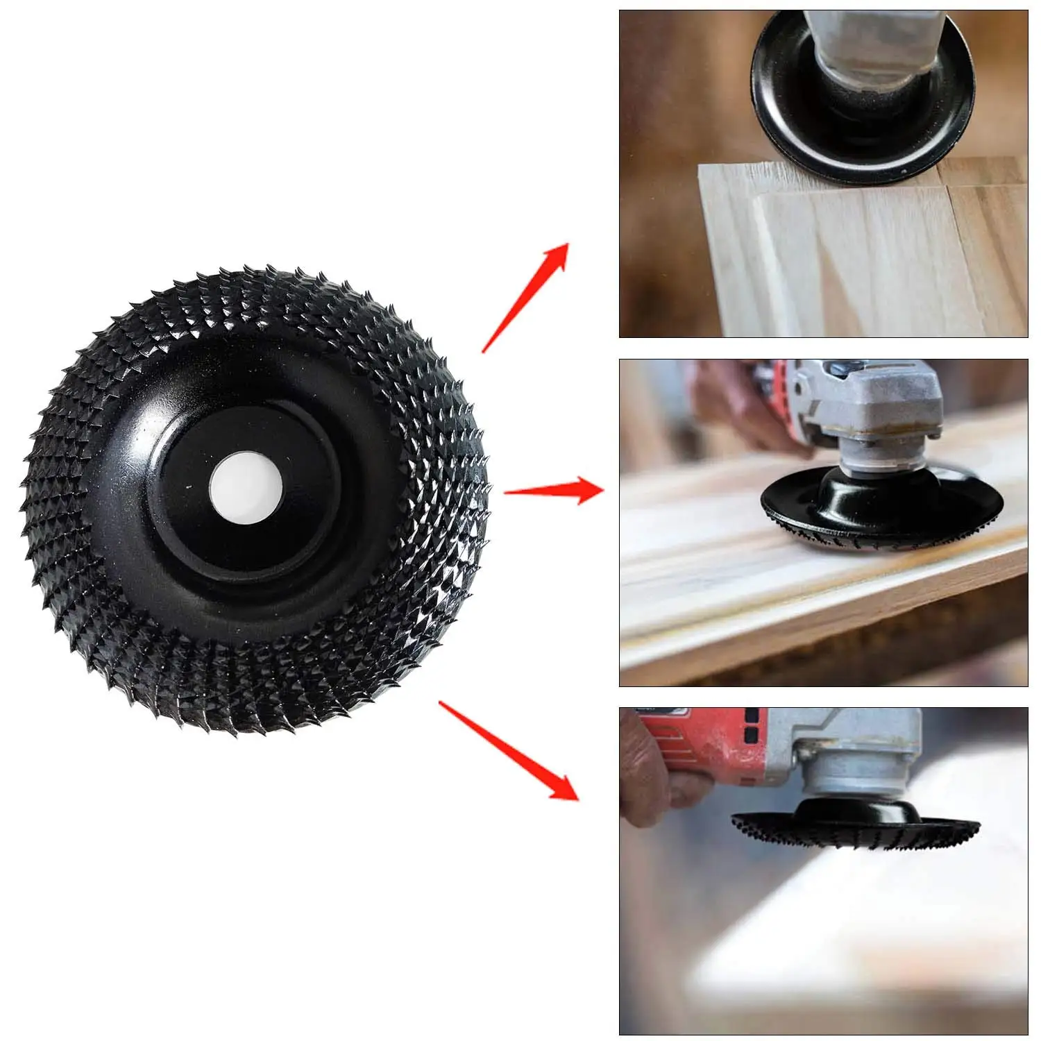 4 Inch Round Wood Angle Grinding Wheel Abrasive Disc Angle Grinder Carbide Coating 16mm Bore Shaping Sanding Carving Rotary Tool