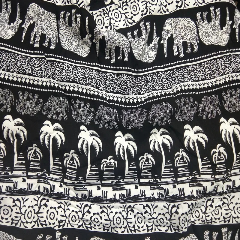 1 Meter Black Mixed White Viscose Elephant Coconut Tree Rayon Fabric Elephant Patchwork Soft Smooth Fabric For Shirt Baby Cloth