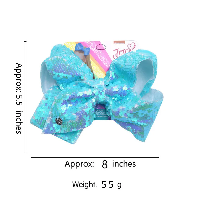 NEW Sequin Rainbow Bowknot With Hairclip 8inch Hair Bow For Girls Kids Handmade  Headwear Hair Accessories Hairgrips OEM & ODM