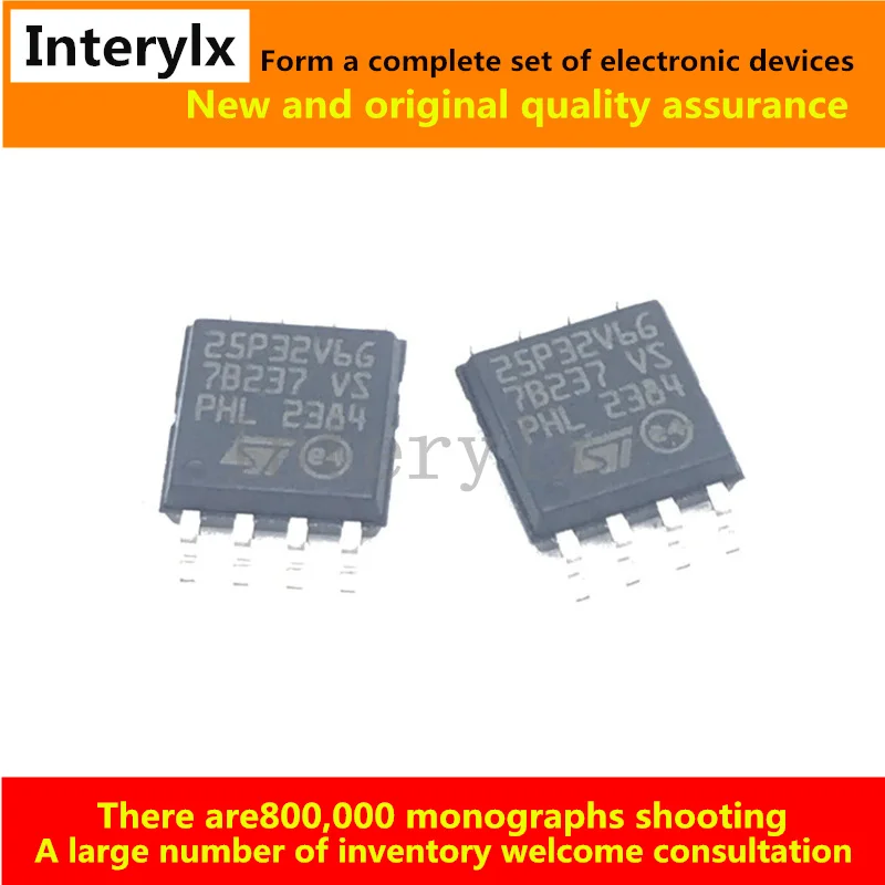 2Pcs/Lot 	M25P32-VMW6TGBA M25P32-VMW6TG 25P2V6G IC FLASH 32MBIT SPI 75MHZ 8SOW