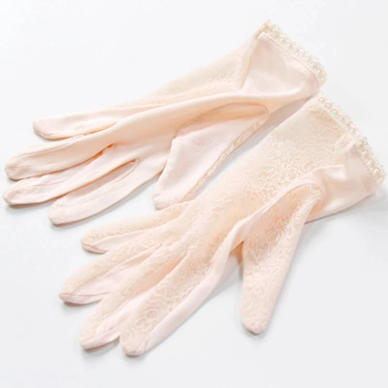 Guantes de seda Natural para mujer, manoplas de punto con protección solar UV, finas, belleza para conducir, K5, Verano