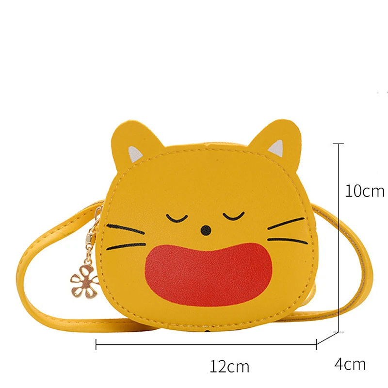 Lovely Cat Children\'s Crossbody Bag Soft Leather Little Girl Small Zipper Shoulder Bag for Kids Gifts Cartoon Women\'s Coin Purse