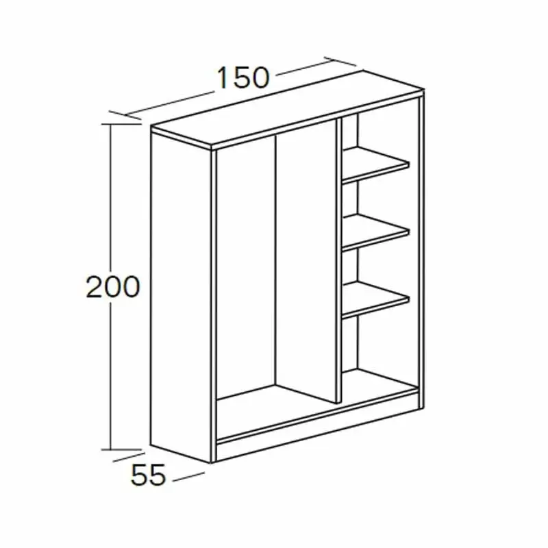 Wardrobe wardrobe 3 doors Tibet Cambrian double room Youth bedroom 200x150x55 cm