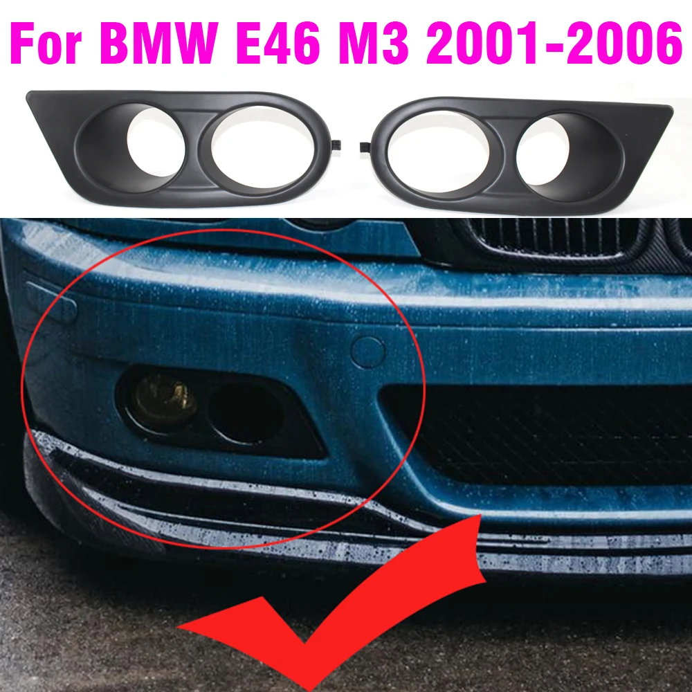 Front Bumper Grill Fog Light Cover Grille Trim For BMW E46 M3 2001-2006 Carbon Fiber Honeycomb Mesh