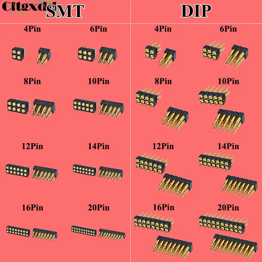 1 sztuk sprężynowy złącze szpilkowe wtyczka 4 6 8 10 12 14 16 20 Pin podwójny rząd montaż powierzchniowy SMT DIP wysokość 7.0mm skok 2.54mm