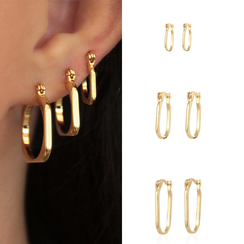 

ISUEVA Simple Gold Filled Geometric Earrings 2021 Trendy Hoop Earrings For Women Fashion New Gift Party Jewelry Wholesale