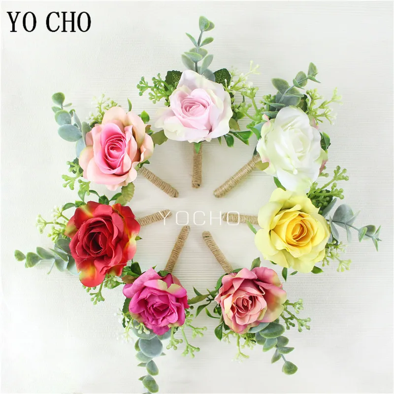 Hình Cho Cổ Tay Áo Khoác Nữ Họa Tiết Nam Boutonniere Cô Gái Vòng Tay Chú Rể Thổ Cẩm Chân Cưới Xòe Phù Dâu Đeo Tay Hồng Lụa Hoa