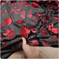 2020 red floral High-grade Stretch Bronzing Gold Velvet Cheongsam Dress Suit Fabric