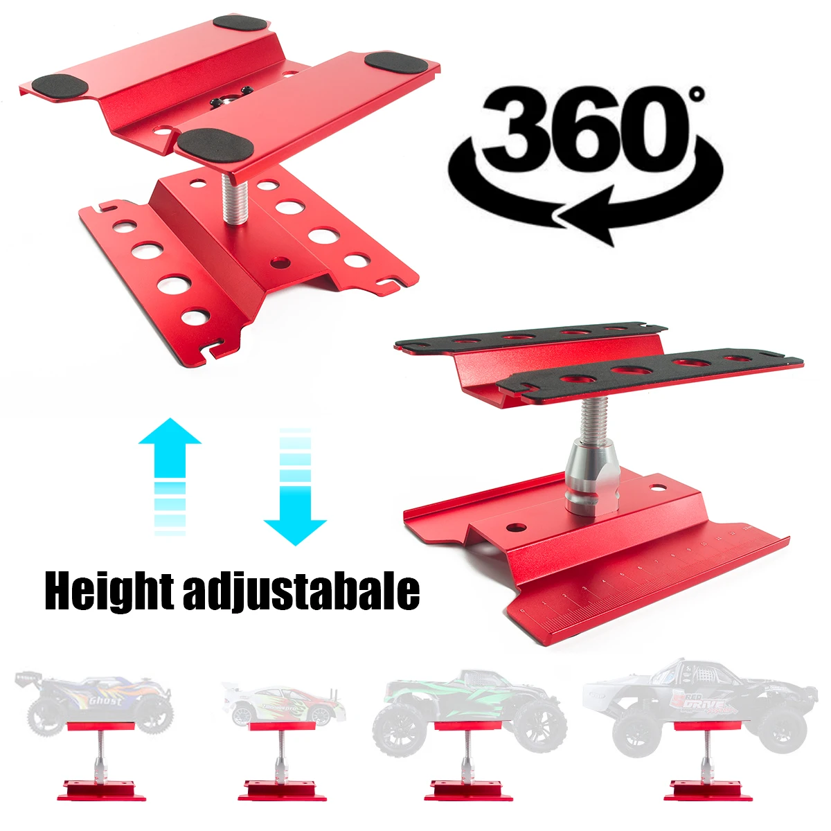 1:10 Metal Model Car Work Stand Assembly Repair Platform 360-Degree Rotary for 1/8 1/10 1/12 1/16 Scale TRX-4 Axial SCX10 Tamiya