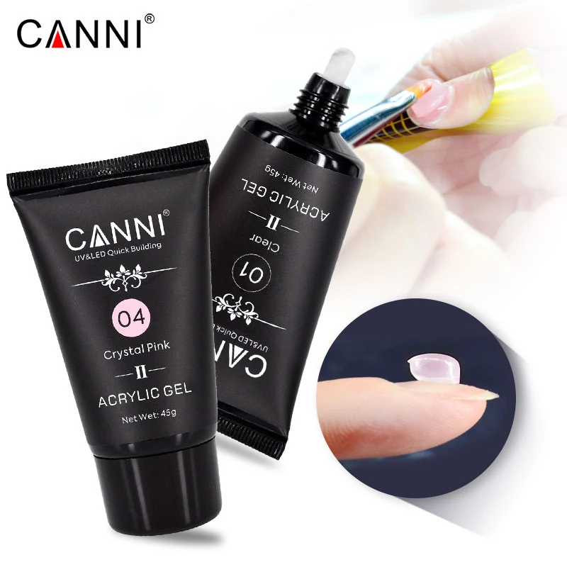 CANNI Acrylic Crystal Nail Gel Poly Nails UV Gel Slip Solution Kit Extension Gel French Nail Soft Pink Extend Cover Camouflage gallery 2