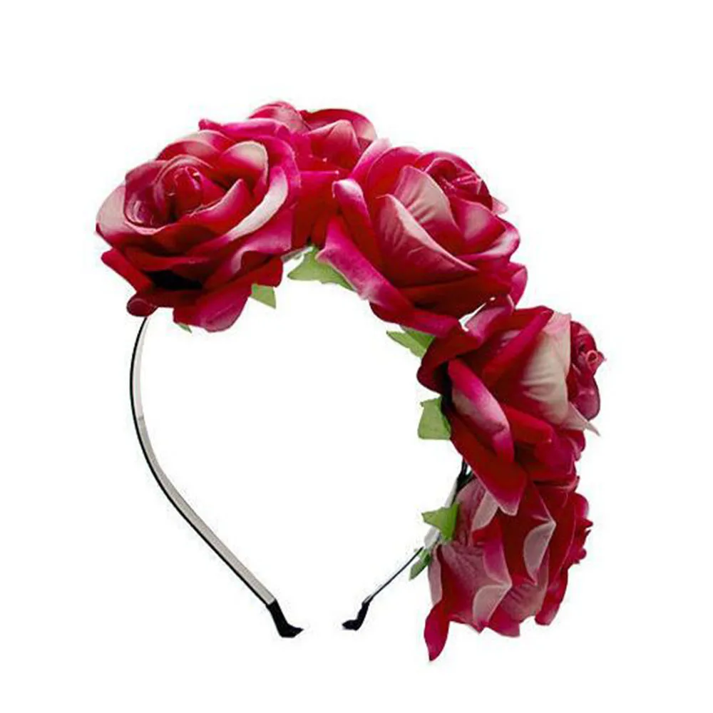 Vrouwen Oversized Grote Rose Bloem Hoofdband Bloemen Kroon Krans Krans Halo Haarstukje Bruiloft Festival Haar Hoofdband