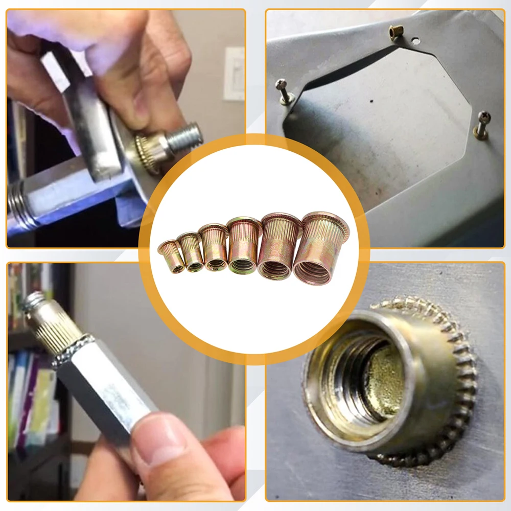 Electrapick 93/165/210pcs Carbon Steel M3 M4 M5 M6 M8 M10 M12 Flat Head Rivet Nut Set Multi Size Insert Rivet Nut Hardware Part