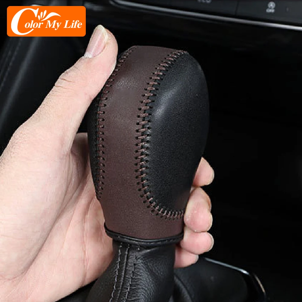 Leather AT Gear Shift Knob Cover for Renault Koleos Talisman Megane Captur Clio Scenic Kadjar Fluence for Samsung QM5 QM6