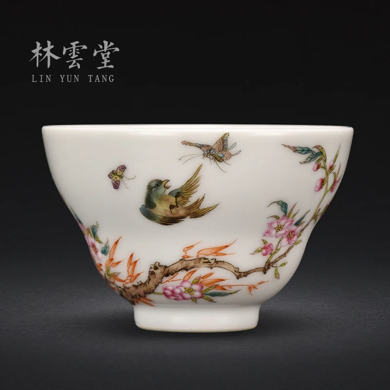 Lin Yuntang master cup single cup kung fu tea cups jingdezhen high-grade powder enamel cup sample tea cup