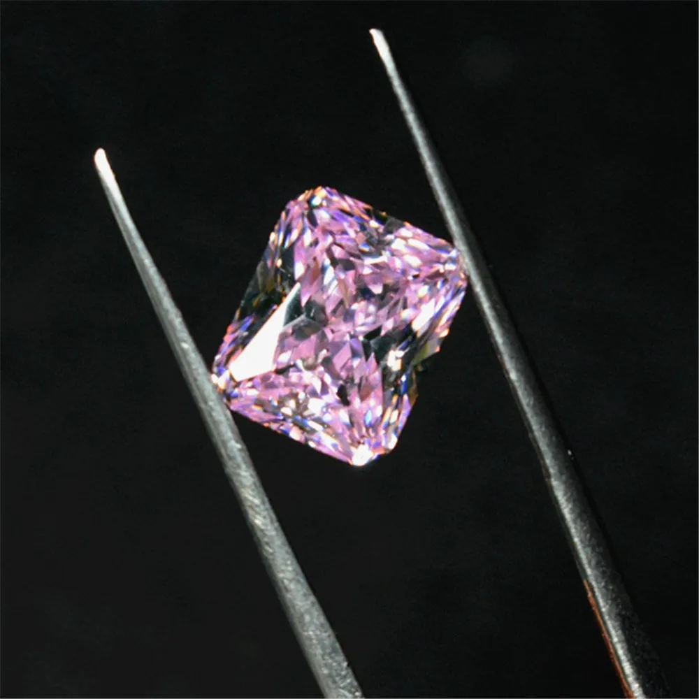Grade AAA Light Pink Cubic Zirconia Rectangle Faceted Gemstone Radiant Cut Cubic Zirconia Multiple Sizes to Choose C71Z