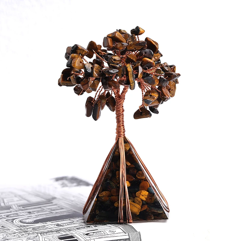 1PC Healing Natural Crystal Money Tree With Pyramid Orgonite Silicone Mould Base Home Office Decoration For Wealth And Luck Gift