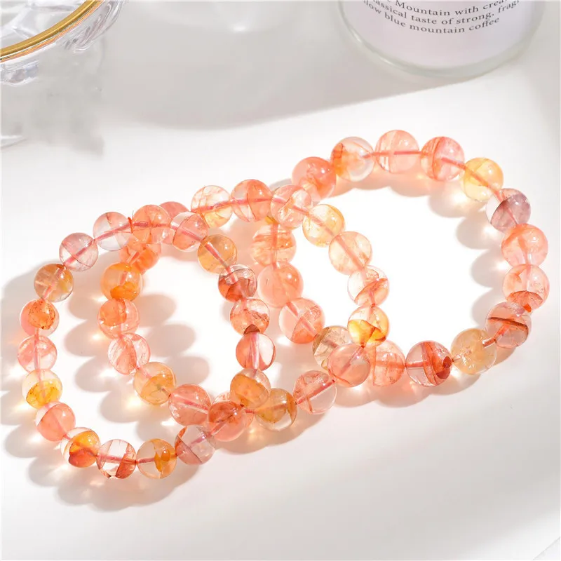 

Натуральный оранжевый красный лимонит фантомный браслет драгоценный камень эластичные прозрачные круглые бусины 9 мм 10 мм 11 мм 12 мм для женщин мужчин ювелирные изделия AAAAA