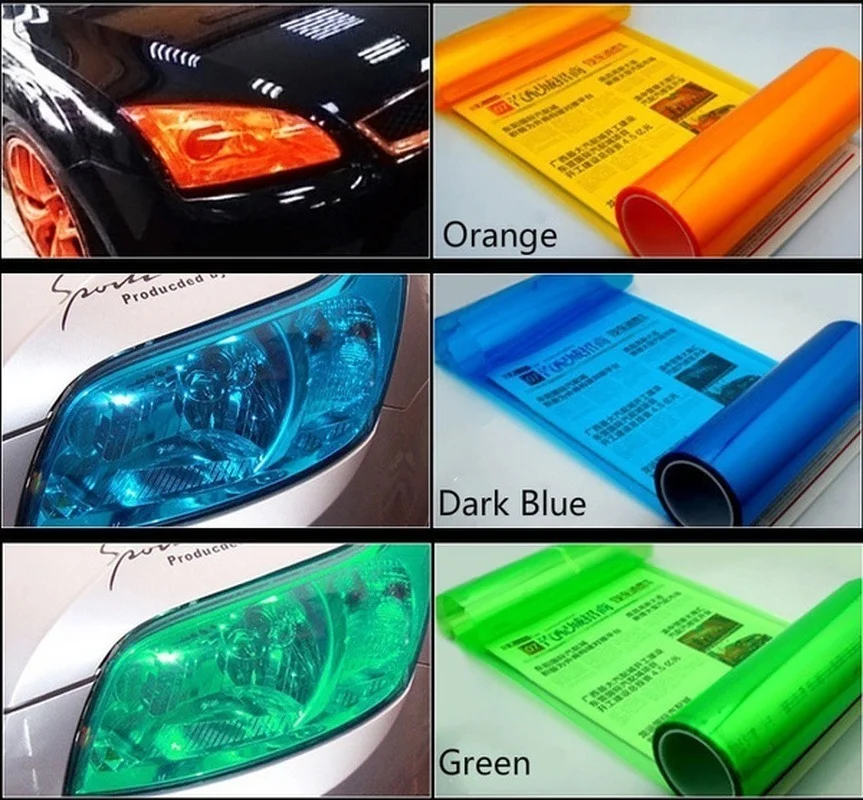 30X60CM Car Headlight Taillight Film Transparent Auto Lamp Styling Protective Vinyl Film Waterproof Car Stickers 12 Colors