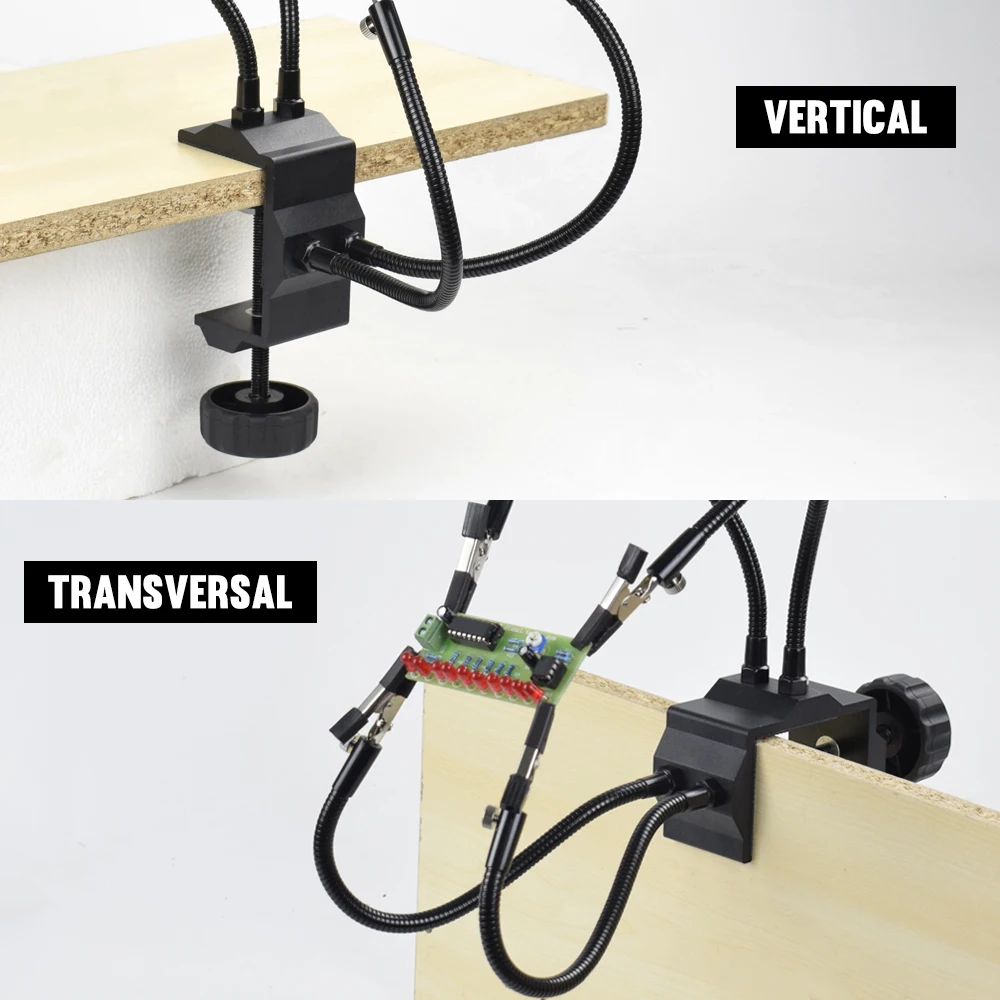 NEWACALOX Soldering Station Holder Desk Clamp PCB Alligator Clip Multi Soldering Helping Hand Third Hand Tool for Welding Repair