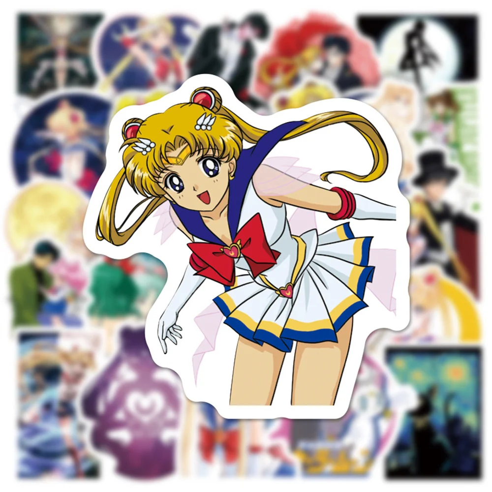 10/30/50PCS Anime Sailor Suit Moon Girl Sticker Graffiti DIY Laptop Study Scrapbook Office Waterproof Sticker Wholesale