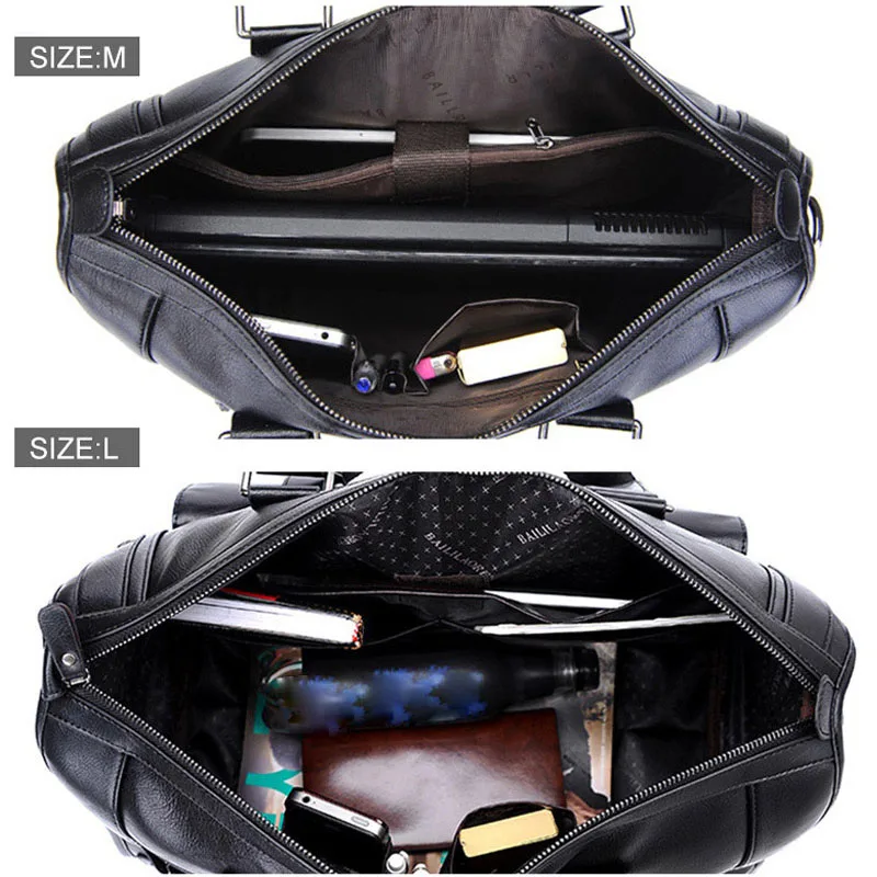 2022 Men Vintage Shoulder Bag Leather Black Briefcase Business Handbag Messenger Bags Male Men\'s Large Laptop Travel Bags