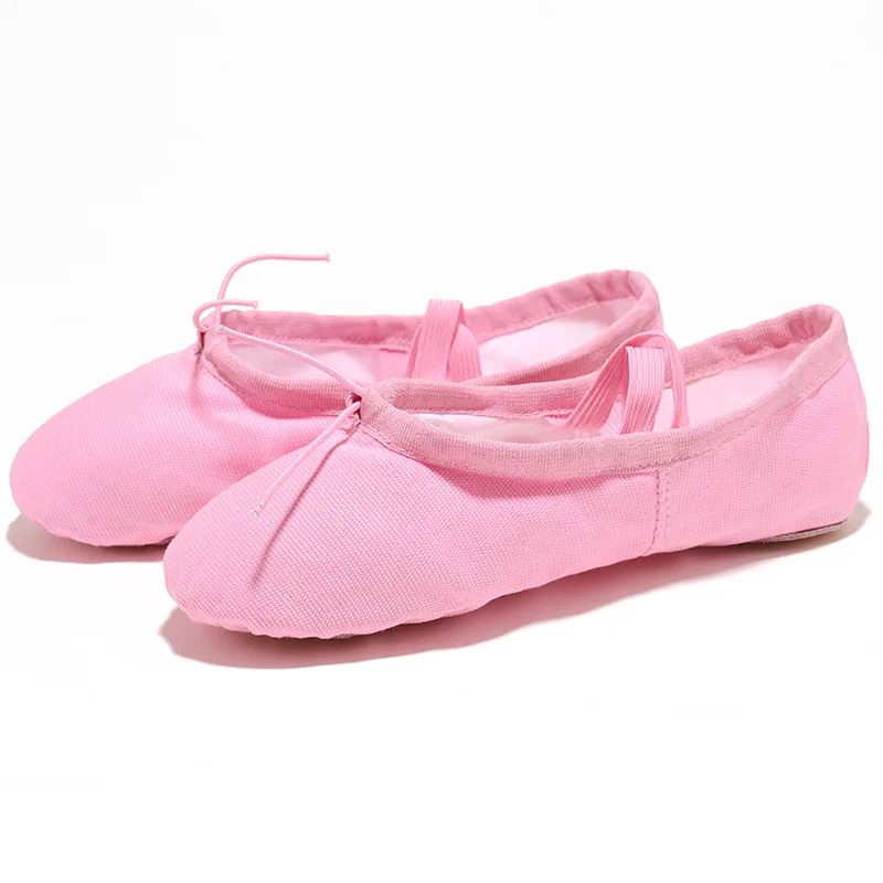 USHINE Leather/Cloth Indoor Exercising Shoes Pink Yoga Practice Slippers Gym Children Canvas Ballet Dance Shoes Girls Woman Kids