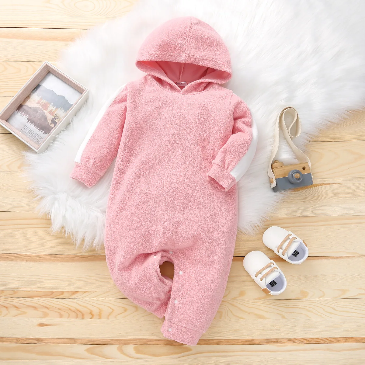 

Newborn Baby Girls Clothes Winter Baby Rompers Hooded Jumpsuit Warm Cute Outfit Wool Rompers One-Piece Infant Clothing