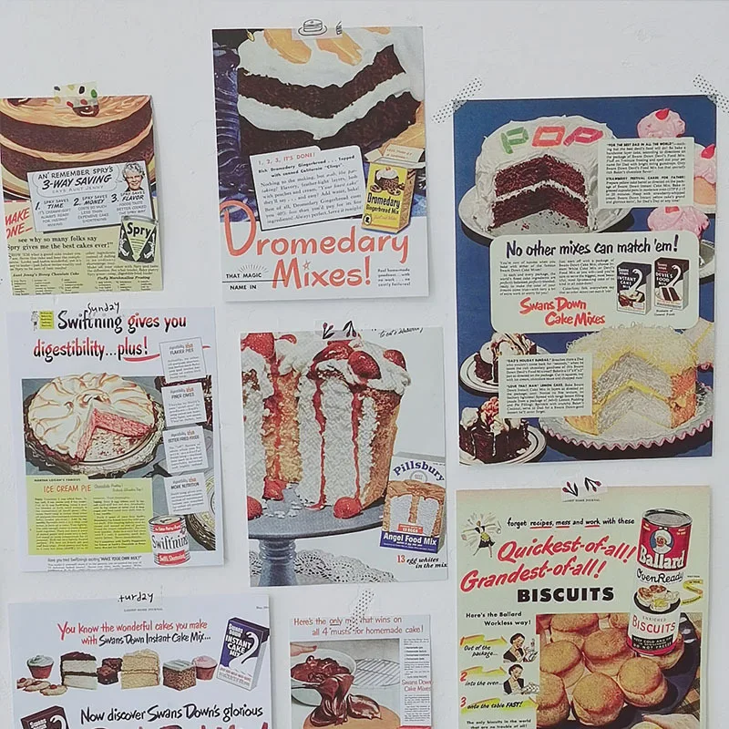 Póster decorativo Retro Ins euroamericano, papel para pastel de comida, nostálgico, periódico, arte, utilería para fotos, fondo Diy, pegatina de