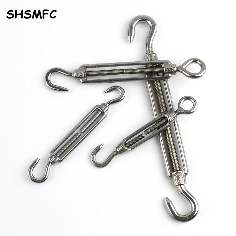 1Pcs M4 M5 M6 M8 M10 Stainless Steel 304 Adjust Chain Rigging Hooks & Eye Turnbuckle Wire Rope Tension Device Line Oc Oo Cc Type