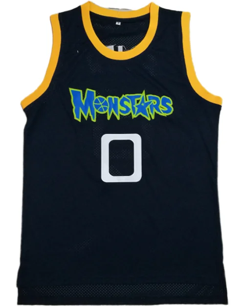 Alien # 0 Movie Basketball Jersey Tune Squad Monstars Dark Blue Stitched