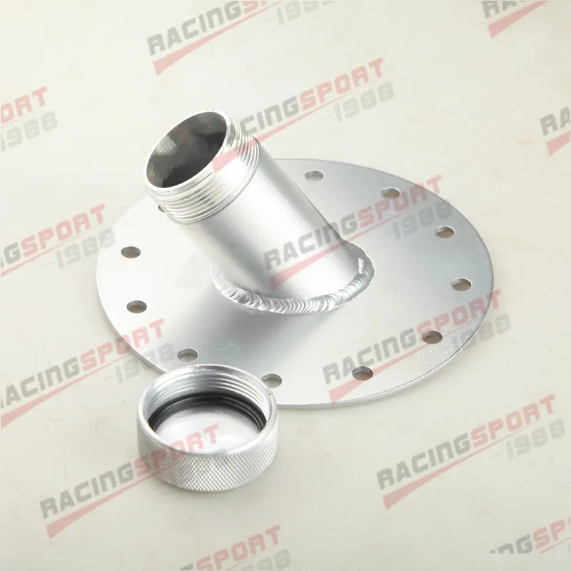 Billet Aluminum 45 Degree Fuel Cell Fast Fill Filler Neck 12 Bolt Flange Silver