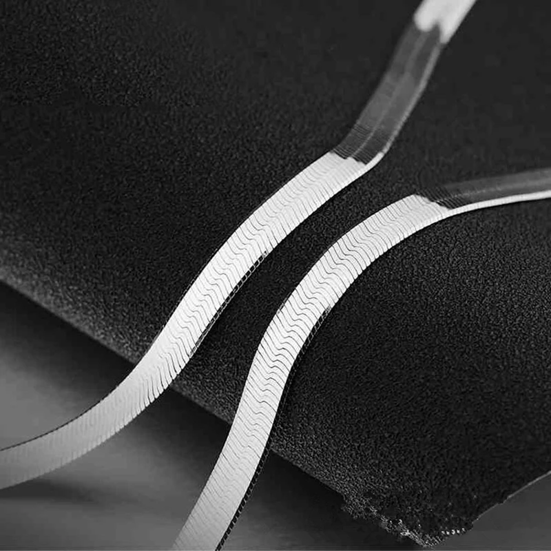 925 Sterling Silver Color Necklace 4MM Snake Chain Men & Women Couple Sterling Silver Jewelry Blade Chain image 4