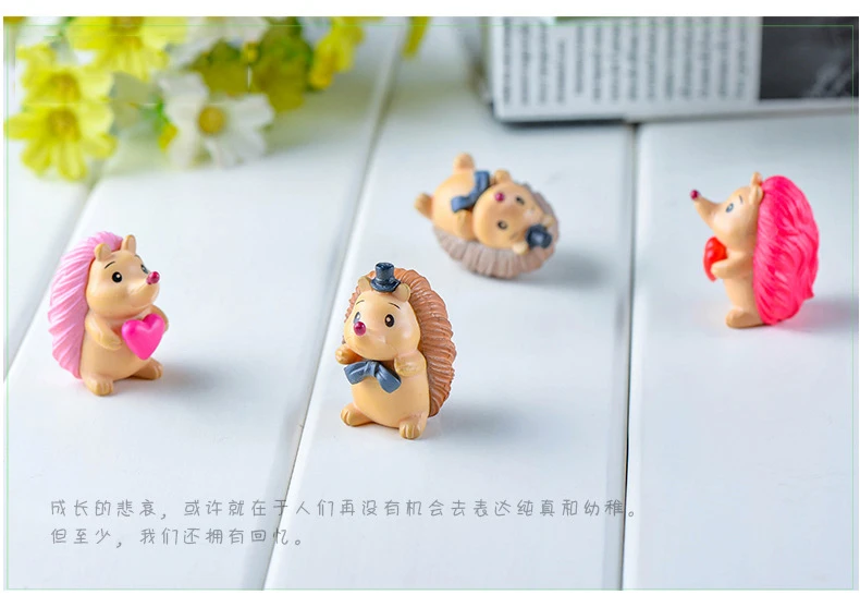 4 Pcs Plant Ornament Craft Ornament Embracing Hedgehog Ornament DIY Material Micro-landscape Wholesale