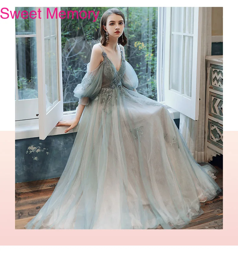 Floor Length Sexy V Neck Bridesmaid Dresses Bride Guest Tulle Robes Elegant Women Appliques Lace Long Prom Dress Party Vestidos