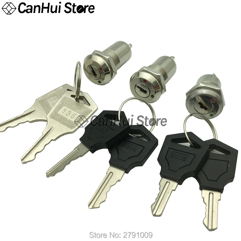 1Pcs 12mm Electronic Key Switch ON OFF Lock Switch Phone Lock Security Power Switch 12*29/23mm S1203 135 2PIN 2 Keys 2 Position