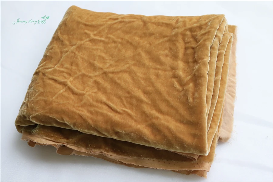 Natural pure color real velvet cloth real silk bottom reaQipao golden velvet