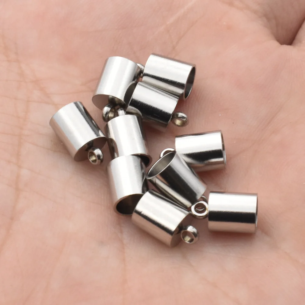 20pcs Scelte Multiple In Acciaio Inox End Caps per il Cavo di Cuoio del Braccialetto Della Collana Della Nappa Cap Connettori per il FAI DA TE