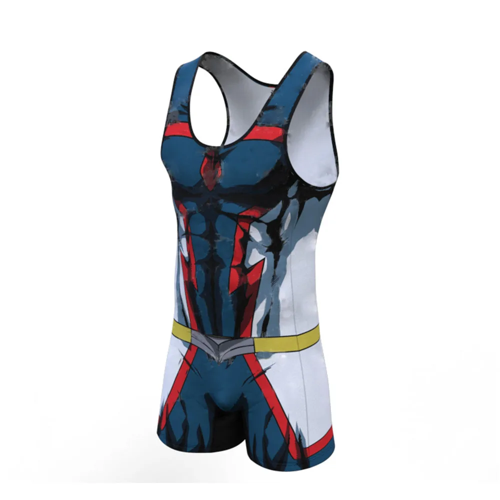 My Hero Academia All Might Cosplay Costume 3D Spandex Zentai Bodysuit Suit Jumpsuits Halloween Playsuit For Adults