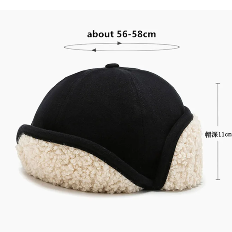 XdanqinX New Winter Thermal Bomber Hats For Men Women Velvet Thicken Earmuff Cap Novelty ins Style Lamb Wool Biker Windproof Hat