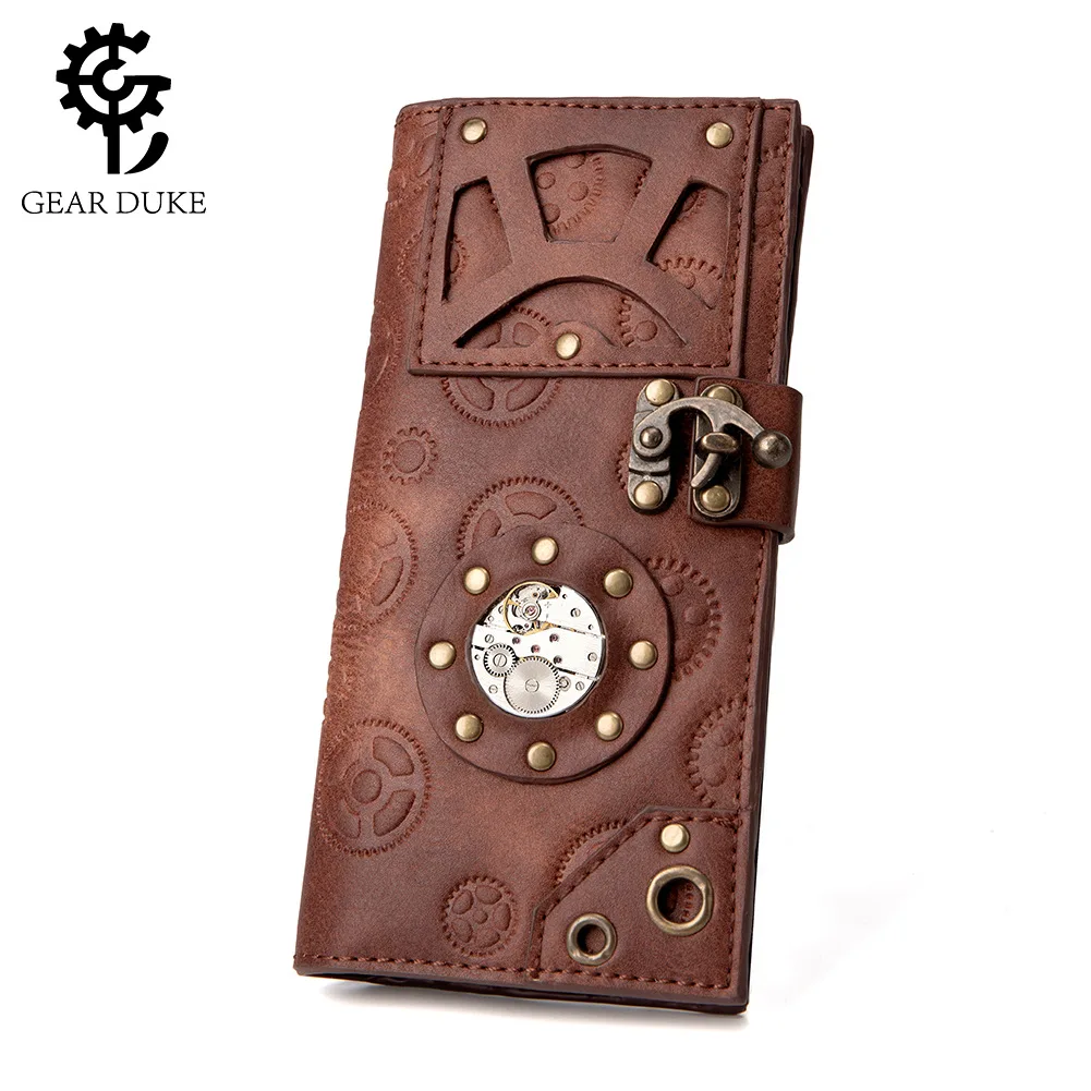 

Streampunk Gearduke Moneybag Women Gear Decorate Metal Buckle Wallet Medieval Retro Pu Leather Hand Wallet Punk Hand Purse